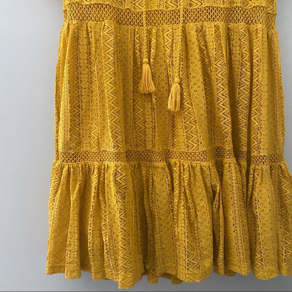 Mango bohemian tiered smock dress in mustard - Picture 7 of 9